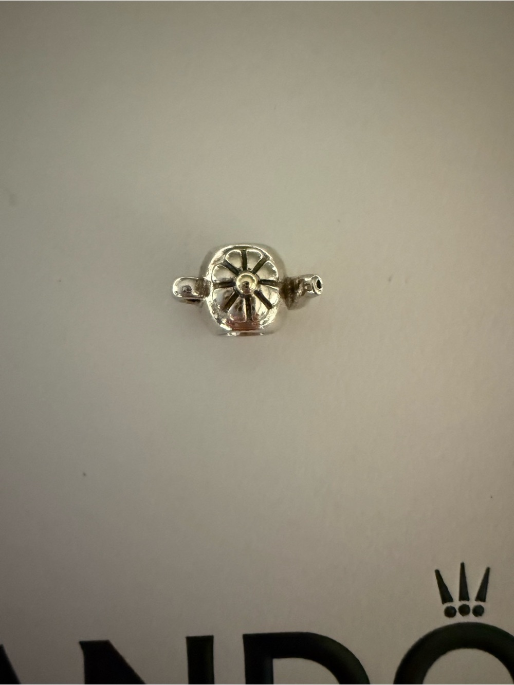 Pandora Silver Teapot Charm Bead - Sterling w/ 14k Detail - Picture 2 of 3